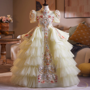 Girls' Dress 2025 New Style Kidsren's Host Piano Performance Costume Birthday Princess Dress Flower Girl Wedding Dress