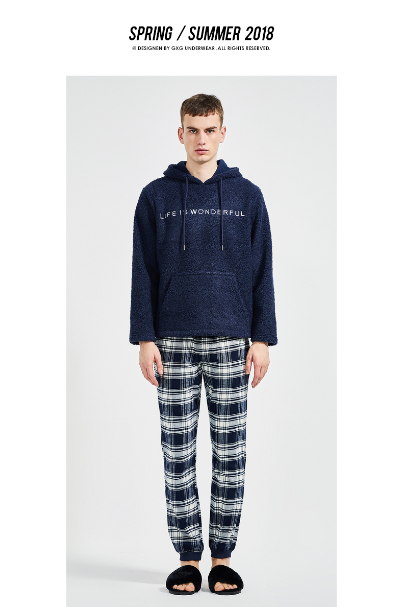 GXG đồ lót mùa xuân và mùa thu và mùa đông quần pyjama nam quần cotton retro có thể được mặc bên ngoài quần đồ ngủ lưới lỏng quần thể thao nam