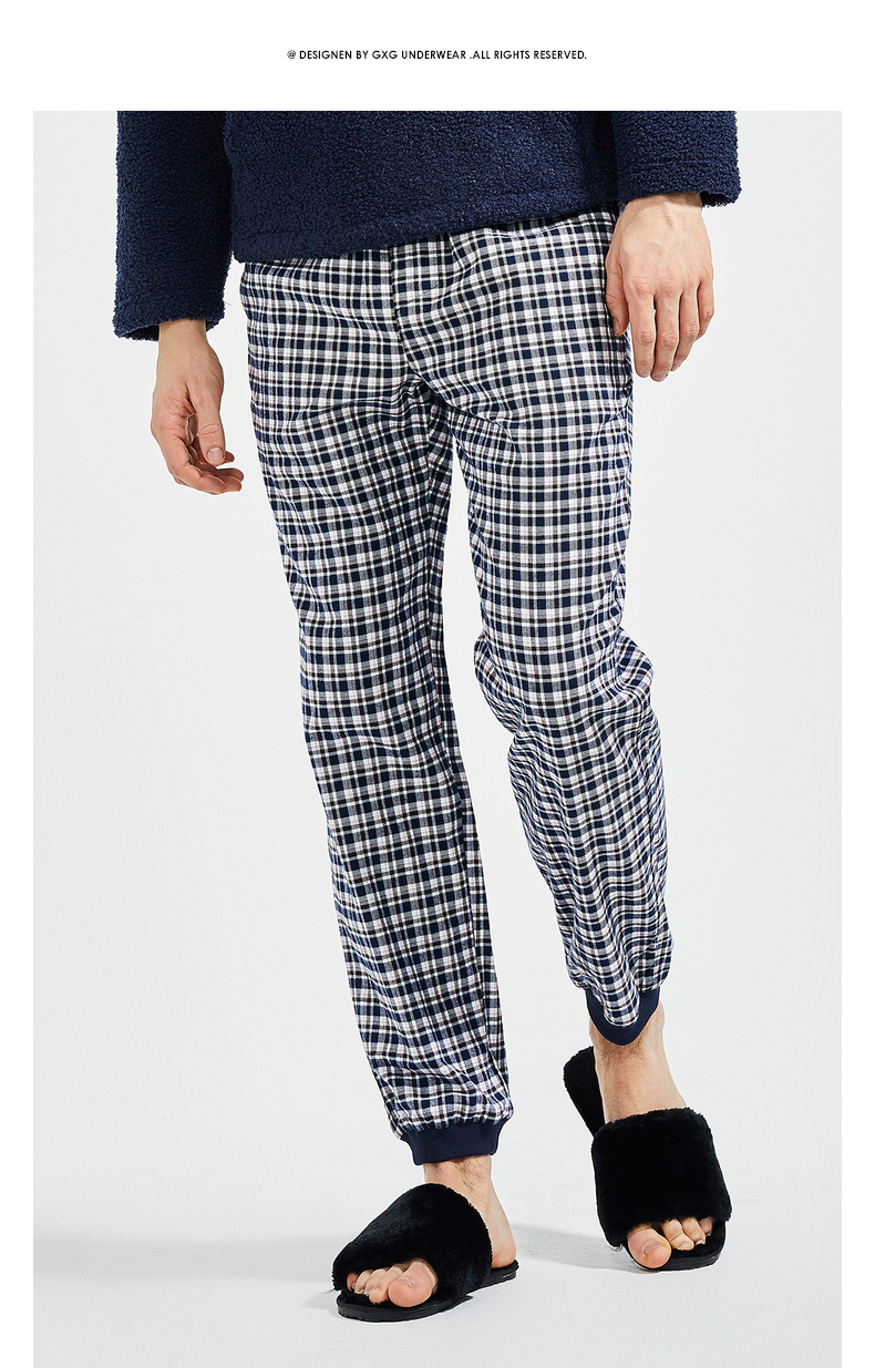 GXG đồ lót mùa xuân và mùa thu và mùa đông quần pyjama nam quần cotton retro có thể được mặc bên ngoài quần đồ ngủ lưới lỏng quần thể thao nam
