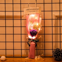 1 роза + сено + лампа + сумка фиолетового цвета