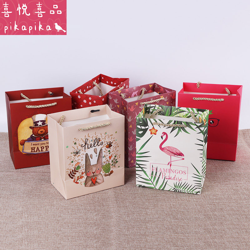 Cartoon tote bag Gift bag Literary small fresh jewelry handbag Cute gift paper bag Gift packaging bag