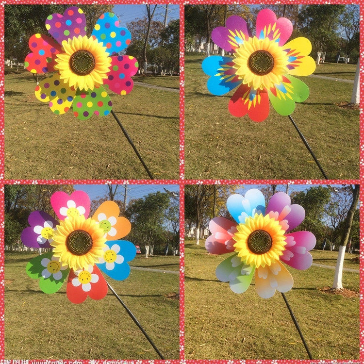 Stall children's toys 32CM single-layer flower sunflower plastic windmill kindergarten festival decoration