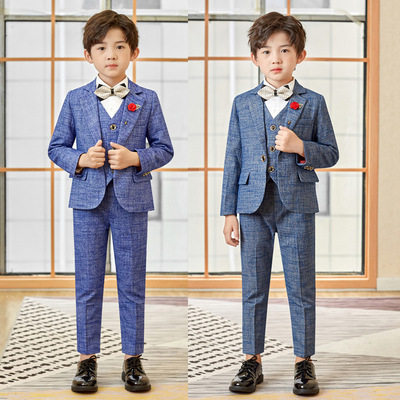 Children's suit gown Autumn winter new CUHK Flower Boy Host Piano Plays Out Boy's Birthday Little West Suit