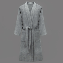 Mens thin kimono pajamas bathrobe mens spring and autumn summer long womens cotton nightgown towel autumn and winter bathrobe