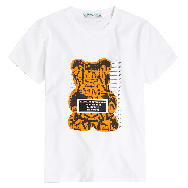 Đánh dấu Wafi trắng bông ngắn tay áo thun nam 2020 mùa hè mới xu hướng trendwave gấu in ins T-shirt