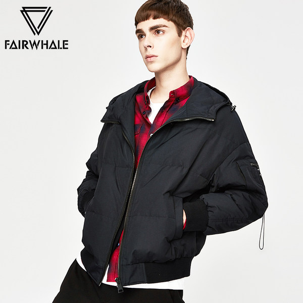 17年冬季新款 Mark Fairwhale 马克华菲 Oversize宽松版落肩短款 男式连帽羽绒服￥428包邮（￥558-130）
