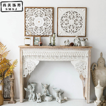 French retro American solid wood fireplace frame desk entry villa old carved cabinet living room wedding photography props