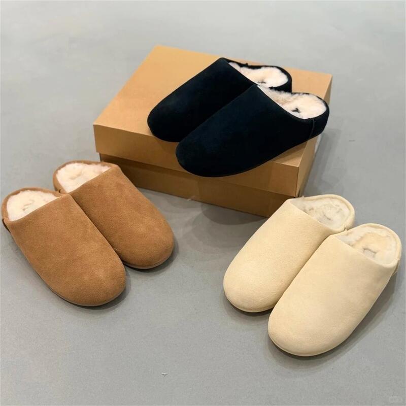 Shallow Slip-On Casual Lightweight Slip-On Shoes with Fur Lining for Autumn and Winter, Comfortable and Easy to Wear