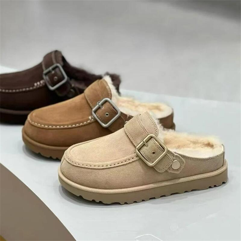 Sangpo Fur Integrated Autumn New Comfortable Flat Slip-On Half Slippers Kroger Casual Lazy Fur Shoes