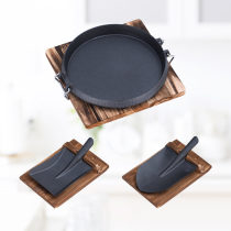 Cast iron induction cooker baking tray Teppanyaki iron plate commercial round household gas barbecue steak baking tray