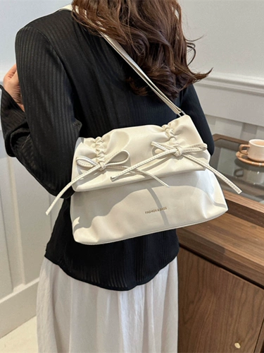 Сумка подмышку с бантиком, вместительная и большая сумка через плечо