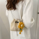 Соломенная небольшая сумка, модная универсальная плетеная свежая милая сумка через плечо, коллекция 2022