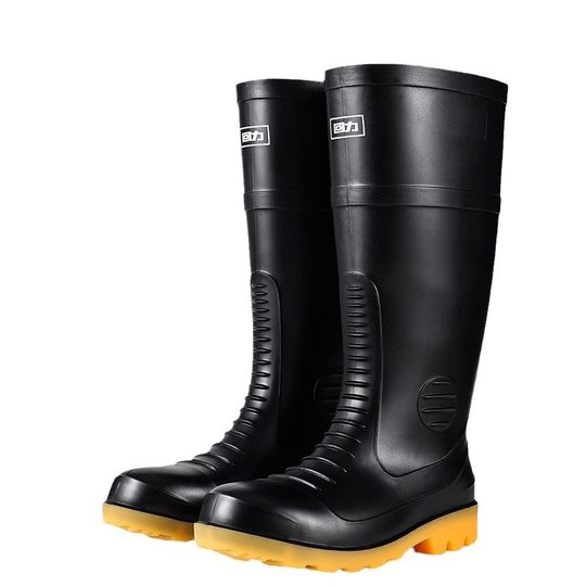 Pull-Back Rain Boots for Men 029, Anti-Smash, Anti-Puncture, Steel Toe, Steel Plate, Plus Labor Protection Rain Boots, Waterproof, Non-Slip, High-Top Water Shoes