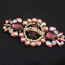 AB Color Treasure Blue yellow red glass jewel gold water drill decorated DIY belly leather dance dress Waist Brooch Trim Drill