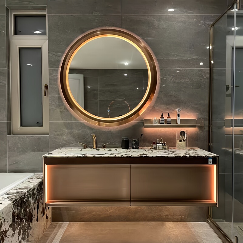 Designer Mall-Style Luxury Stone Countertop Bathroom Cabinet Set Frank Washbasin Sink Cabinet