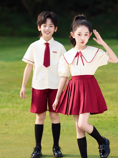 小学生校服幼儿园园服夏装六一合唱表演出服英伦风毕业照班服套装
