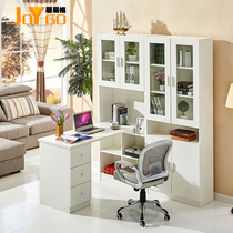 JOYGO desk One-piece computer desk Bookcase One-piece writing desk L-shaped student desk Family study corner desk