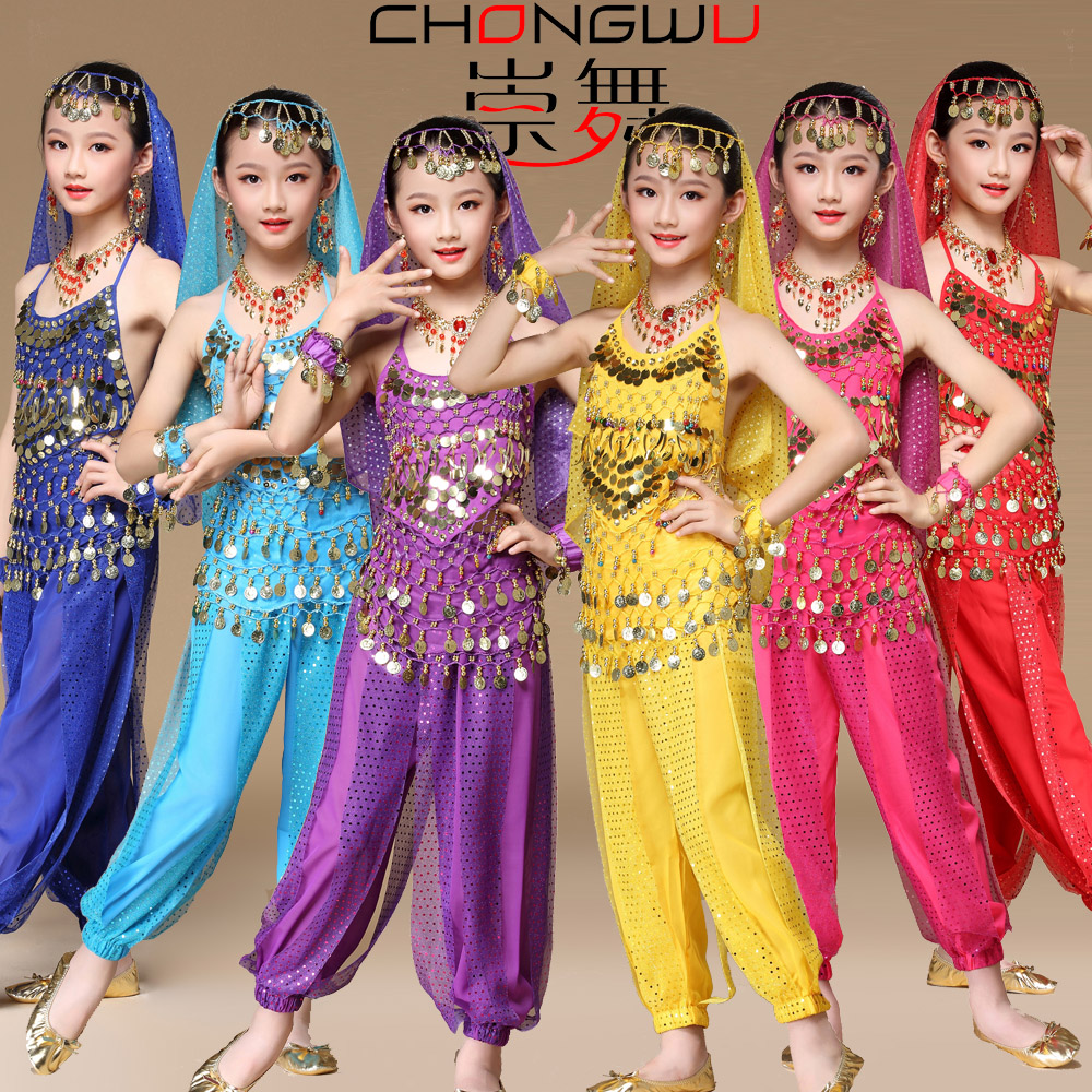 Children's Indian belly dance to be served with new girl's exotic clothing to perform less children's national dress-Taobao