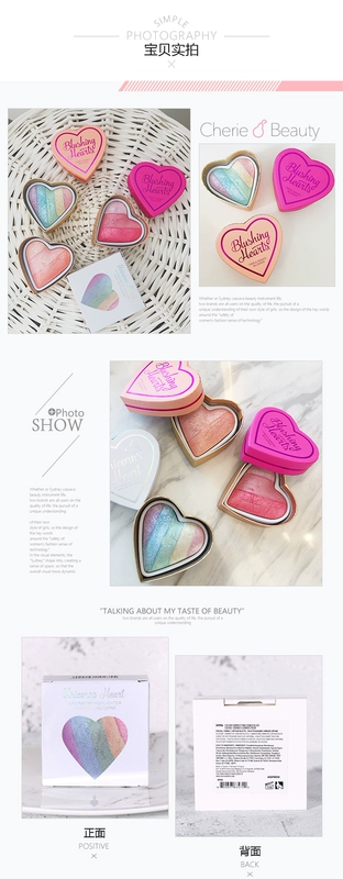 Sydney Beauty UK Makeup Revolution I Heart hình trái tim có khả năng sửa chữa ánh sáng cao - Blush / Cochineal phấn má 3ce