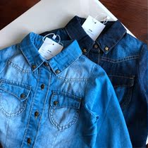 6794 Pure cotton Girls rivet Denim Shirt Spring and autumn long sleeve top Baby Shirt-19 9 6
