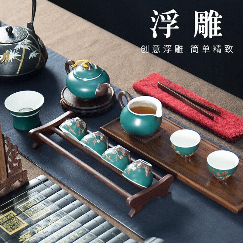 Ronkin creative Japanese tea tea set suit household porcelain kung fu tea cups simple ceramic tea POTS