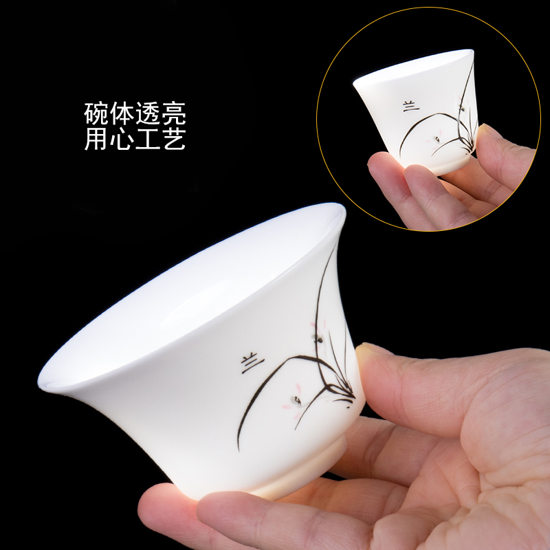 Ronkin home sitting room ceramic kung fu tea set suit small set of contracted and I white porcelain tea cups lid bowl