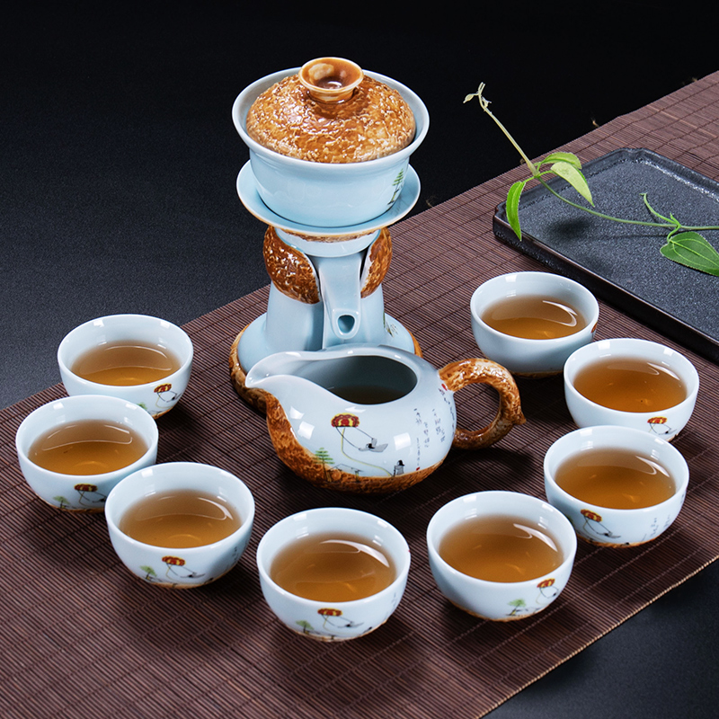 Ronkin household creative semi - automatic kung fu tea set suits for all lazy people make tea ware ceramic teapot teacup