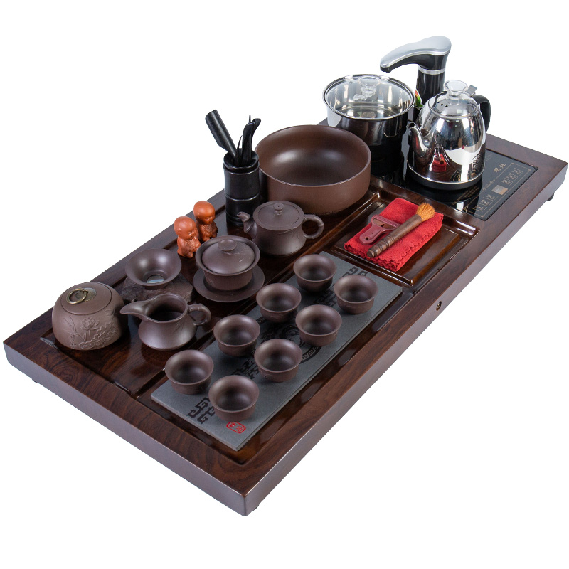 Ronkin solid wood tea tray automatic one kung fu tea set suit household stone tray tea tea tea table