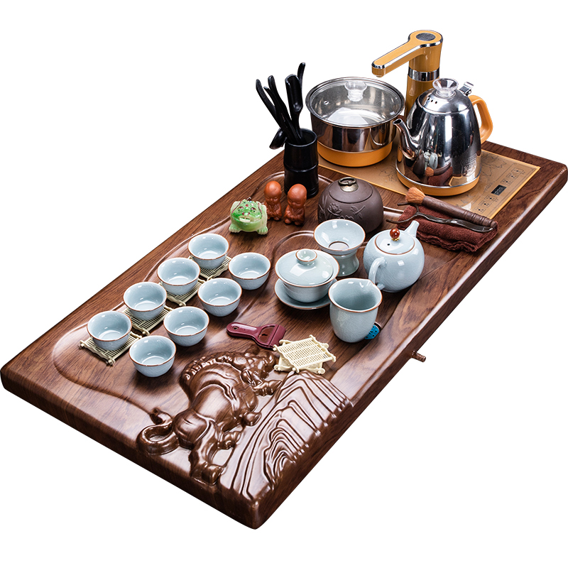 Ronkin kung fu tea sets solid wood tea tray was home contracted ceramic cups electric magnetic furnace tea tea taking