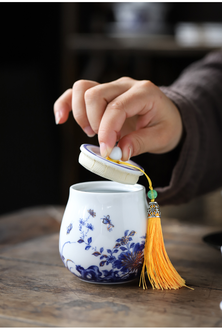 Ronkin hand - made household small set of blue and white porcelain cups tea tureen tea set kung fu tea kettle