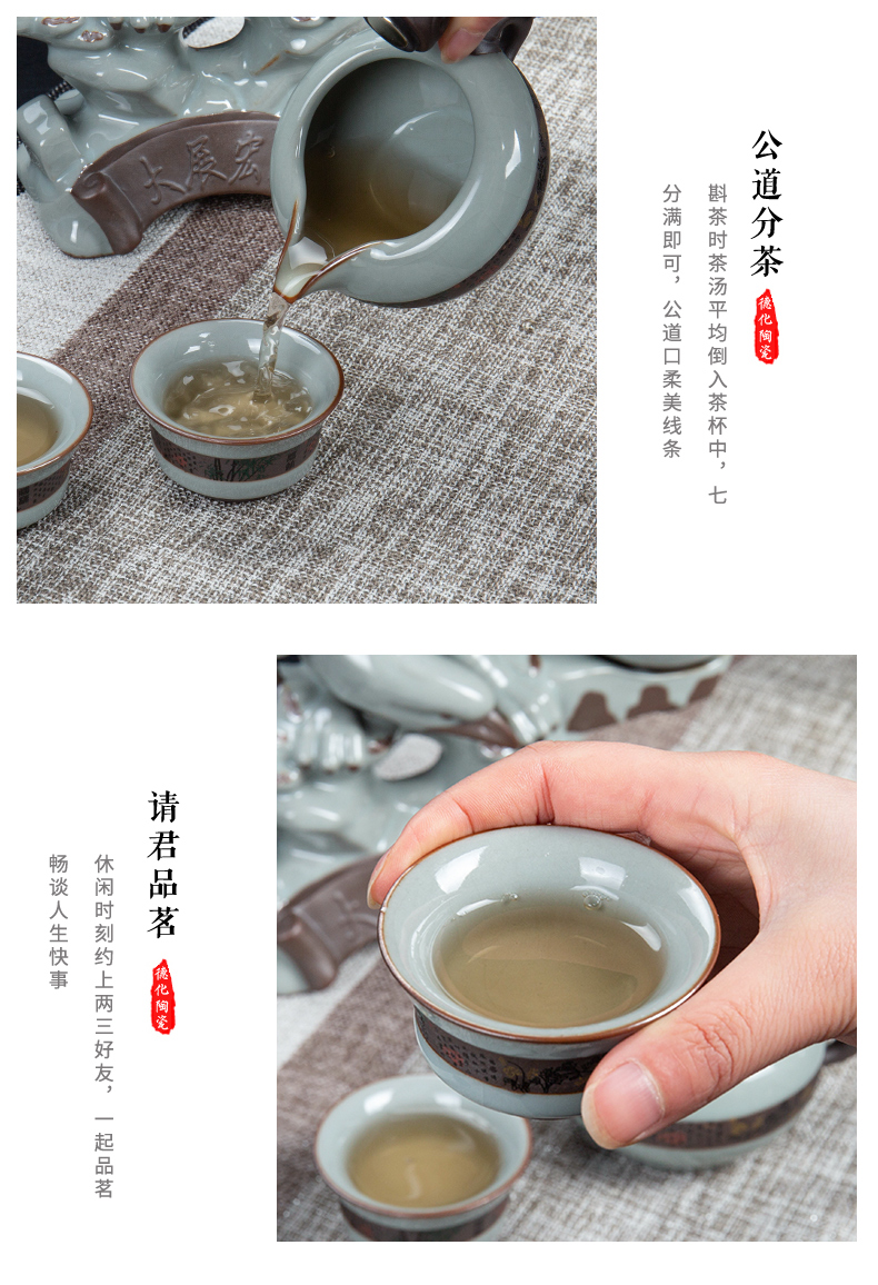 Ronkin elder brother up creative lazy tea set suit household kung fu tea cups contracted half automatic ceramic teapot