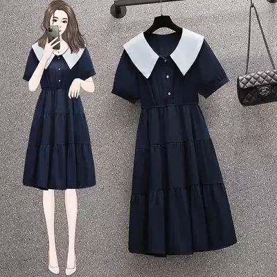 Large size women's fat sister 2021 summer new foreign pie age reduction loose thin doll collar age dress