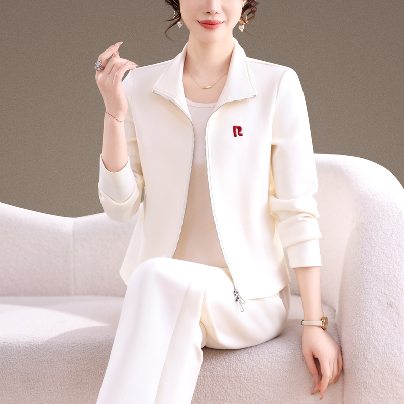Women's Sports Suit 2026 Spring New Popular Korean Style High-End Fashionable Temperament Wide-Leg Pants Casual Wear Two-Piece Set
