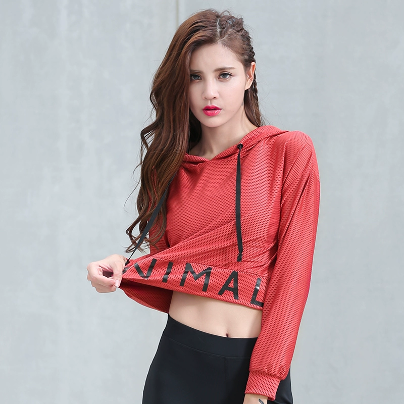 Mùa thu đông thời trang thể thao mới chạy bộ quần áo thể dục nữ thoáng khí áo lưới nhanh khô Áo sơ mi yoga mỏng