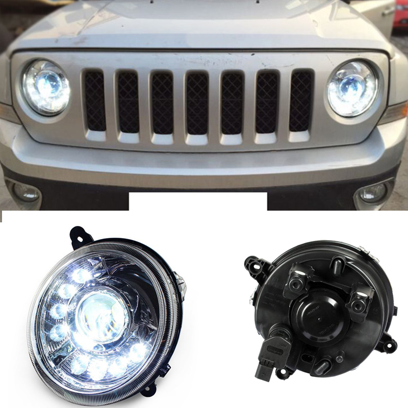 2pcs Xenon Headlights 8LED DRL Black Housing for Jeep Patriot 2011