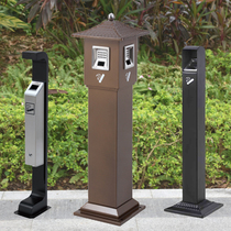 Stainless steel ash column outdoor cigarette butt collector vertical fixed cigarette butt column smoking area with ashtray trash can