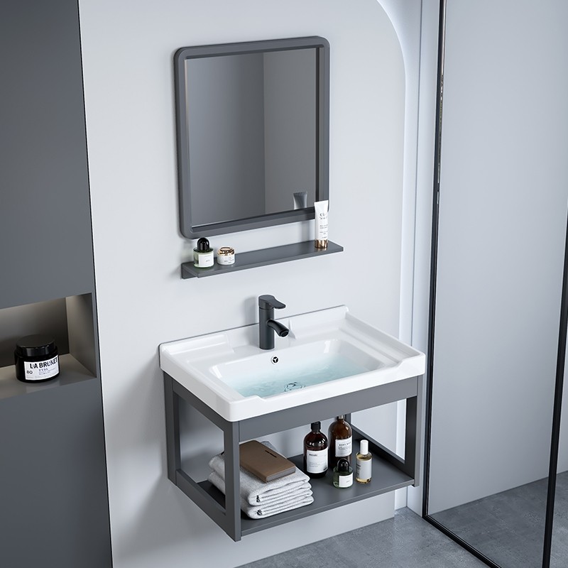 小型アパート用壁掛け洗面器、シンプルな浴室用シンク、洗面台キャビネット一体型、バルコニー一体型セラミック洗面器