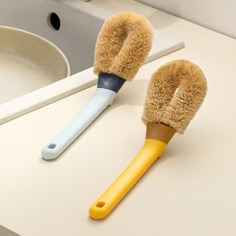 Coconut Palm Wash Pan Brush Kitchen long handle wool brushes Home washing dishes Brush Bowls Brush Clean Oil Decontamination Multifunction God