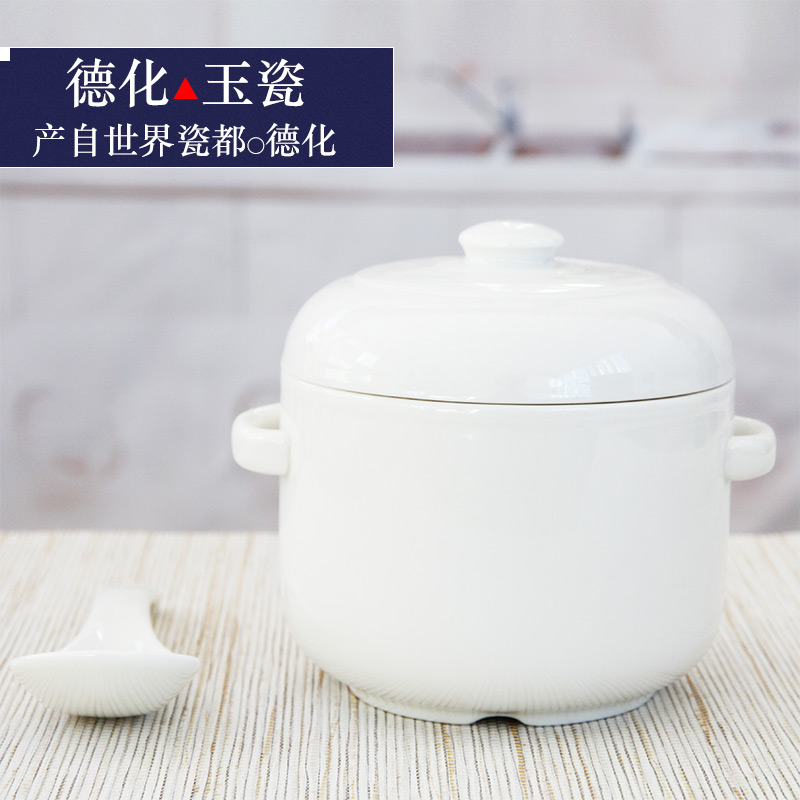 Ceramic Waterproof Stew Cup Double Lid and Double Ear Stew Pot
