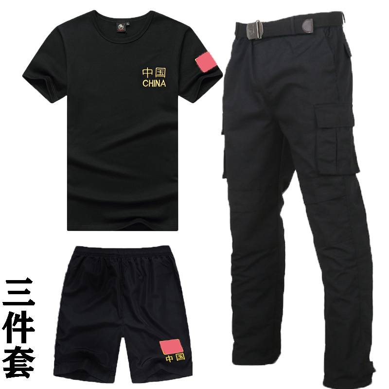 Military fans short-sleeved T-shirt suit outdoor camouflage suit suit men and women Summer thin physical training wear-resistant overalls