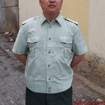 Old-fashioned 87 short-sleeved shirt military green striped shirt short-sleeved jacket 99 cadre jacket short-sleeved shirt