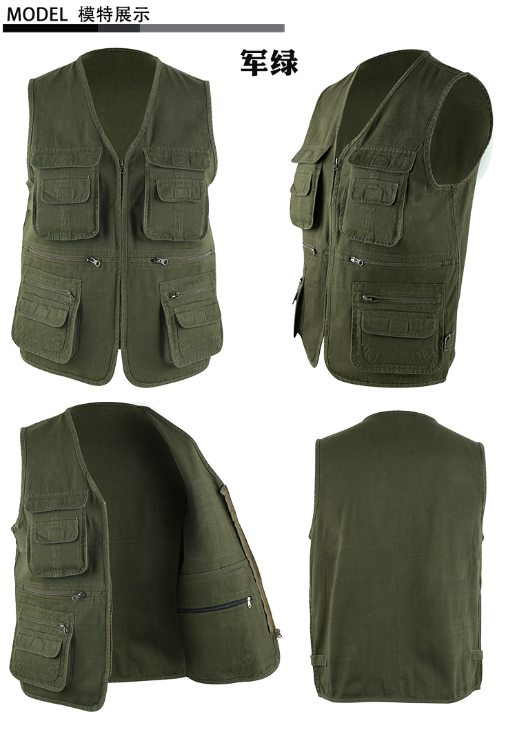 Áo vest nam trung niên mùa thu lỏng chụp ảnh vest cotton giản dị nhiều túi không tay vest vest áo ấm nam mùa đông