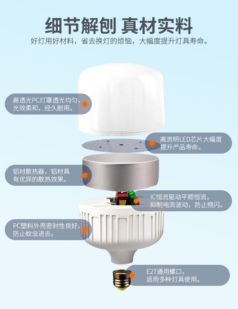 欧御 家用led节能灯泡 e27螺口 5W 最高50W 图5