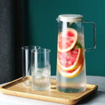 Large capacity cold kettle heat-resistant high temperature household white water bottle Nordic creative lemon glass cooling water cup set
