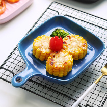 Plate with handle creative Net red Nordic European ins Net Red household breakfast tableware personalized ceramic plate