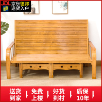 Sofa bed foldable dual-use double single solid wood cool bed nap home lunch break bamboo bed rental room folding bed