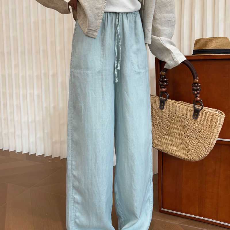 Youguo-[Nanyin Zaixu] Linen Korean-Style Casual Comfortable Breathable Linen Herringbone Pattern Special Edition Scimitar Pants