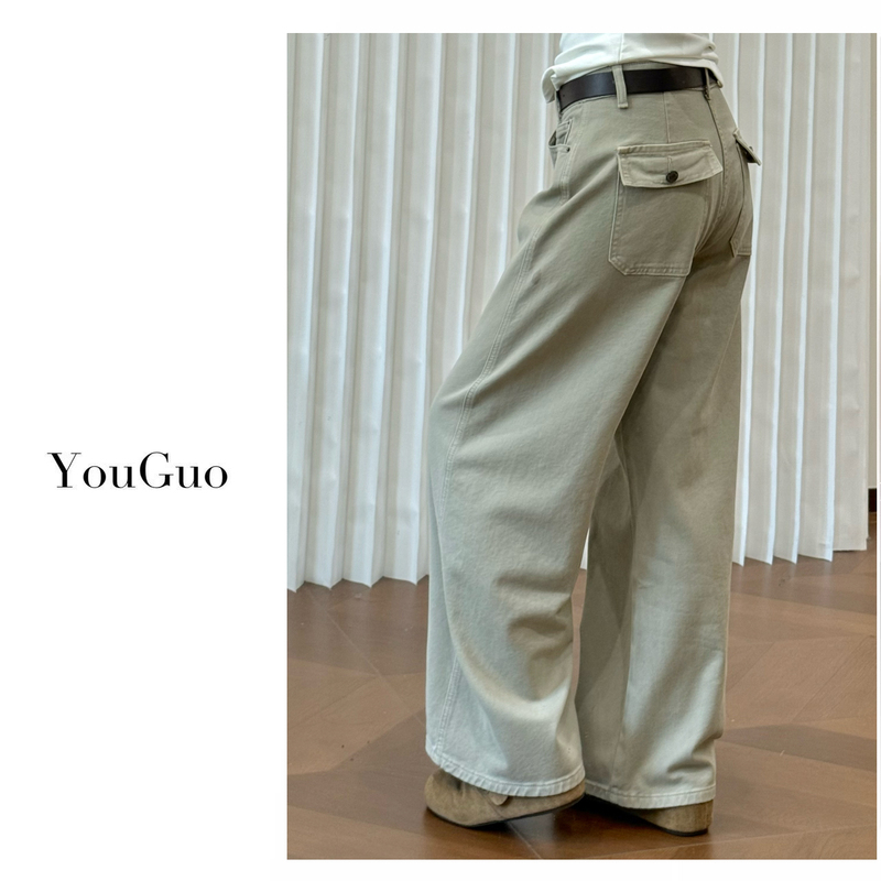 Youguo-[Street Style Denim] Early Autumn New Classic Casual Sports Versatile Wide-Leg Jeans