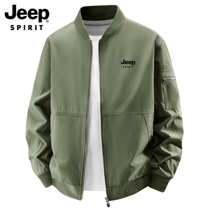 Jeep Men's Jacket Spring and Autumn Loose Business Casual Baseball Collar Versatile American Style Coat Top