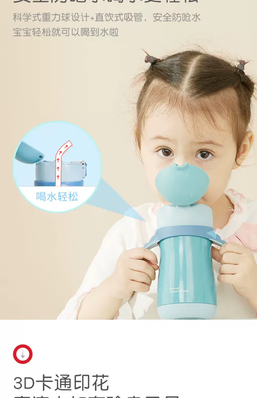 Bình hút chân không dành cho trẻ em Manlong bé học cách uống cốc với bình nước ống hút cho bé sử dụng kép cốc ống hút cho bé mẫu giáo - Cup / Table ware / mài / Phụ kiện